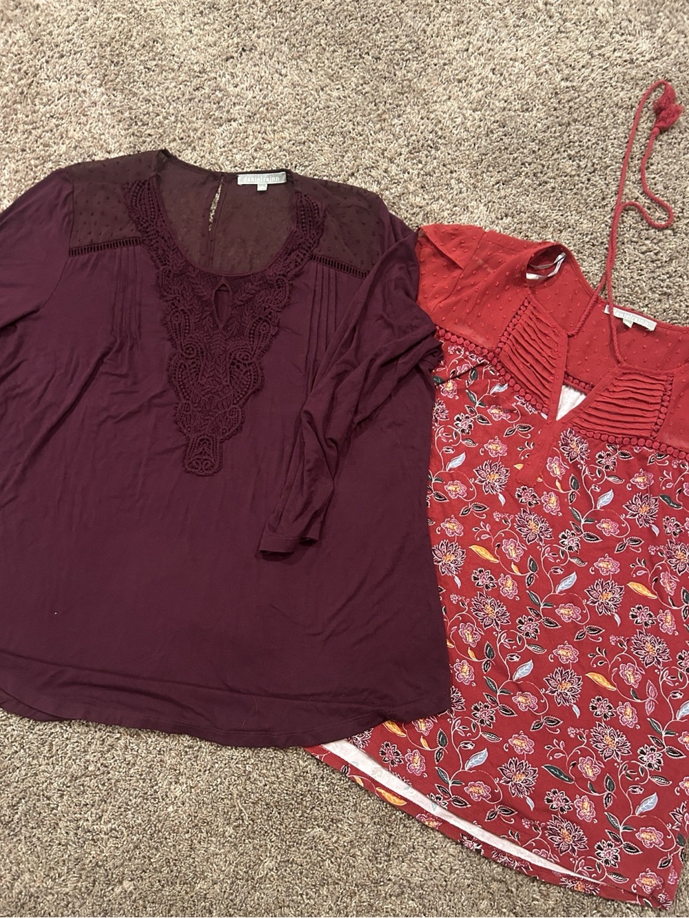 2 Daniel Rainn Women’s  3/4 Sleeve & Floral Blouse Top Set Size XL